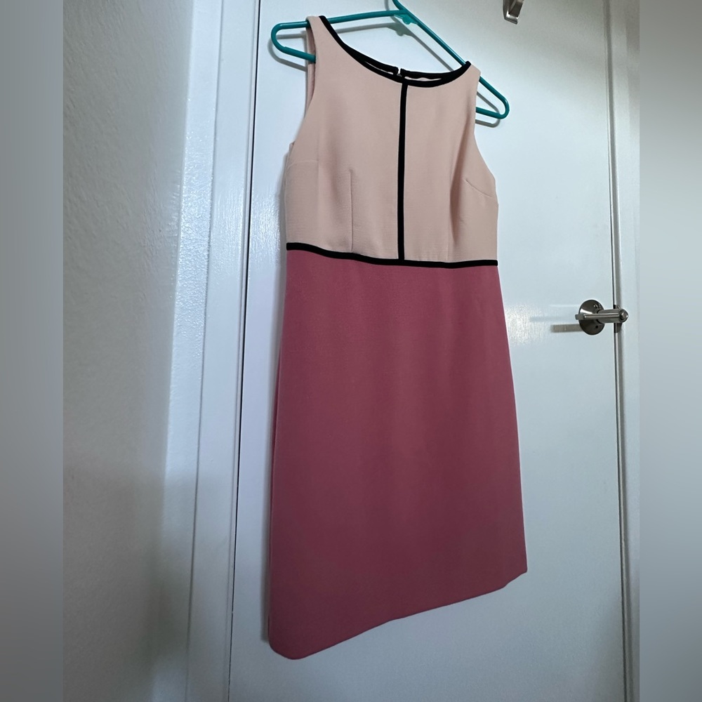 LOFT baby pink and magenta with black accent dress